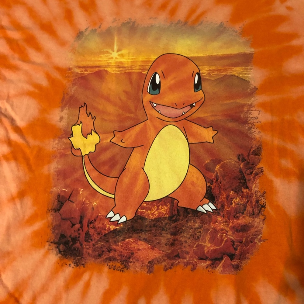 Pokemon Charmander XL t-shirt tie-dye swirl